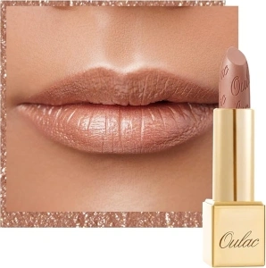 OULAC Metallic Shine Glitter Lipstick, Nude High Impact Lipcolor, Lightweight Soft and Ultra Hydrating, Long Lasting, Vegan & Cruelty-Free, Full-Coverage Lip Color 4.3 g/0.15 Sahara Gold(10)