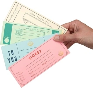 Suck UK - Blank Ticket Book | Gift Voucher Book | Date Night Cards | Gifts for Him | Gifts for Her | Boyfriend Coupon | Blank Birthday Vouchers | Hard Backed
