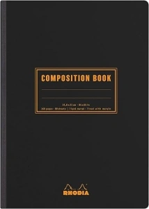 RHODIA 119219C - Soft Notebook Cloth Back Composition Book Black - A5 - Lined - 160 pages - White Clairefontaine Paper 80 g/m - Classic