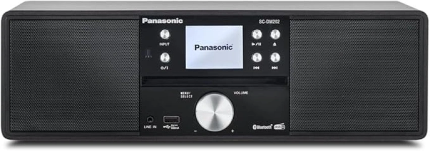 Panasonic SC-DM202EG-K Micro HiFi Compact Stereo System with FM / DAB+ Radio, 24W Output Power, CD/MP3 Player, USB, Bluetooth, Large 2.4