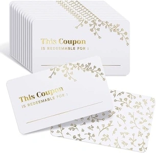 50 Blank Coupon Cards - For Him, Her, Husband, Wife, Mom, Dad, Mother’s Day Gift Certificates Vouchers Loyalty Cards Employee Appreciation Gifts - Great for Spas, Restaurants, Hair Salons (3.5”x2”)