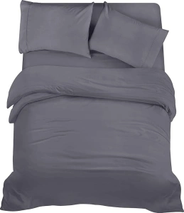 Utopia Bedding 4 Piece King Bedding Set - Duvet Cover, Fitted Sheet with Pillow cases - Soft Brushed Microfiber (Grey)