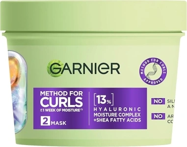 Garnier Method For Curls Deep Conditioning Mask, up to 7 days of moisture & curl definition. Designed, tested & approved on all curl types, including type 4 curls & coils. Silicone free, 370ml