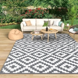 MOKANI Large Outdoor Rug for Patios Waterproof, Anti-slip Plastic Straw Garden Mat Carpet UV Resistant Indoor Area Rugs for Camping, Deck, Beach, Picnic, Backyard (150x240cm)