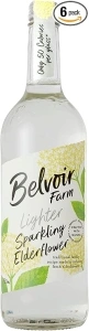 Belvoir Farm Lighter Sparkling Elderflower - Hand Picked Elderflowers | 30% Less Sugar only 50 Calories | 100% Natural Ingredients | Suitable for Vegetarians & Vegans - 6 x 750ml Bottles
