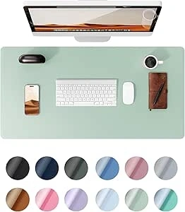 YSAGi Leather Desk Mat, Large Mouse Mat, Non-Slip Desk Pad, Waterproof PU Leather Table Protector Writing Pad for Office and Home (90 x 43 cm, Light Green)