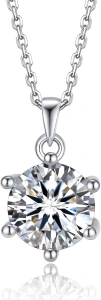 MomentWish Moissanite Diamond Necklace, 1-2 Carat Sterling Silver Necklace Sparkling Solitaire/Snowflake/Dancing Penadant Necklaces Gift for Women