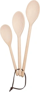 T&G Set of 3 Wooden Kitchen Spoons in FSC Certified Beech | Utensil Pieces for Mixing and Serving Cooking Set | Heat Resistant | Easy to Clean | Basic Bakeware Essentials | L30, 25, 20cm