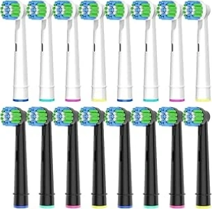 16pcs Precision Brush Heads Compatible with Oral b Electric Toothbrushes, 8er White and 8er Black, Deep and Precise Cleaning.