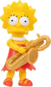 The Simpsons Lisa Simpson 12.7cm Collectible Action Figure by JAKKS Pacific, Includes Iconic Saxophone Accessory, Fully Articulated, Collector's Display Packaging