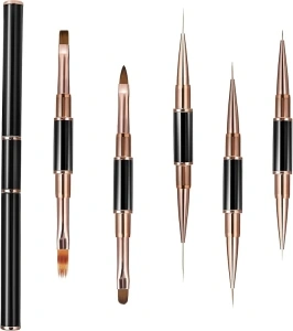 Lusofie 5pc Double-Ended Nail Art Brushes - Acrylic Nail Liner & Detail Brushes for Salon & Home DIY Manicure