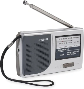 Caliber HPG311R Portable FM Radio Battery Operated Telescopic Antenna AUX-In Chrome