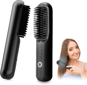 Cordless Hair Straightener,Hair Straightening Brush,Cordless Hair Styler,Cordless Hot Brush,Portable Straighteners Cordless,3 Temperature Levels 160-200°C Hair Straightener Comb for All Hair Types