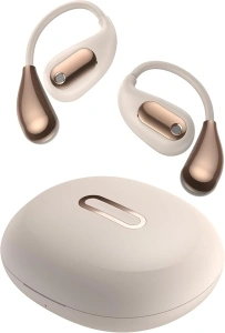 oraolo Open Ear Headphones, Bluetooth 5.4 Earphones, Stereo Sound, Wireless Headphones 30 Hours Playtime, Type-C Charging, HD Clear Calls, Touch Control, IPX5 Waterproof Open Ear Earbuds, Golden