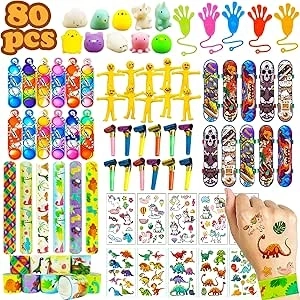 Wleozys 80pcs party bag fillers for kids ,Party Fillers for Kids Parties,Prize Box Toys Assortment Toys Classroom Prizes Rewards,Goodie Loot Bag Fillers,Toy Bulk Party Bag Fillers for Kids