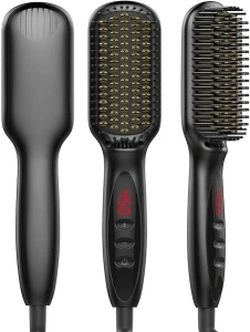 Layhou Negative Ion Ceramic Hair Straightening Brush Electrically Heated Hot Hair Brush Straightening Brush Adjustable Temperature for Volumising & Straightening