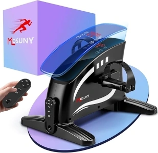 MOSUNY Electric Pedal Exerciser, Mini Exercise Bike Adjustable Speed, Arm/Leg Exerciser for Seniors, Physical Therapy, Under Desk Bike for Home/Office Workout with LCD Display, Remote Control