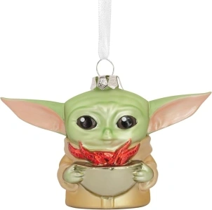 Hallmark Grogu Glass Ornament, Star Wars Tree Decoration, The Mandalorian, Glass Hanging Ornament, Hanging Ornament, Gifts for Christmas