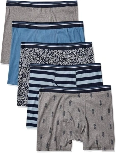 Amazon Essentials Men's Boxer Shorts Underwear, Comfortable Cotton, Tag-Free, Pack of 5