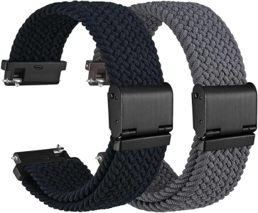 WOCCI 2 Pack Braided Nylon Watch Straps for Men and Women, Quick Release, Compatible Watch Lug Width 18mm 20mm 22mm 24mm