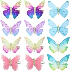 12 Pieces Of Butterfly Hair Clips, Colorful Butterfly Hair Clips, Children'S Hair Accessories, Cute Hair Accessories For Girls, Bangs Clips And Duckbill Clips, Clothing Accessories