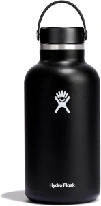 Hydro Flask - Water Bottle 1893 ml (64 oz) - Vacuum Insulated Stainless Steel Water Bottle with Leak Proof Flex Cap and Powder Coat - Wide Mouth - Black