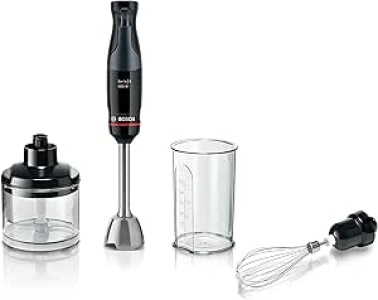 Bosch ErgoMaster Series 4 MSM4B621GB Pressure Controlled Speed 2 in 1 Hand Blender with Chopper, Beaker and Whisk, Stainless Steel Blade, 1000 W Motor, Black