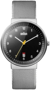 Braun Men's Quartz Three Hand Movement Watch with Analogue Display and Mesh Bracelet