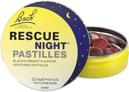 Rescue Night Pastilles (Blackcurrant), For A Natural Night's Sleep, Natural Flower Essences, Helps Switch Off From Repetitive Thoughts, Disconnect from Distractions, Night Support, Aid a Restful Night