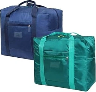 INVODA Foldable Travel Duffel Bag 26L Lightweight,Water Repellent & Tear Resistant Travel Luggage Bag by, Green+Blue, OneSize, Travel