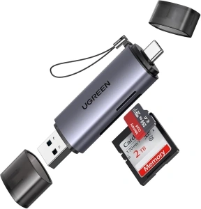 UGREEN USB SD Card Reader, USB C & USB 3.0 Memory Card Reader for SD/Micro SD/UHS-I/SDXC/SDHC/TF, Compatible with iPhone 16 Pro/Pro Max, MacBook Pro, iPad Pro, Galaxy S24