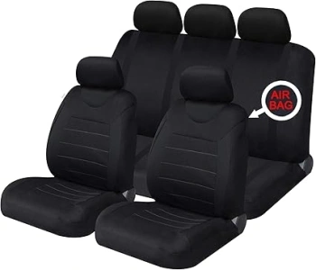 Sakura Car Seat and Headrest Covers Carnaby Black SS5397 - Full Set Universal Size Elasticated Hems Side Airbag Compatible Washable Easy Fit