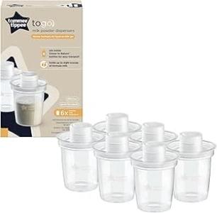 Tommee Tippee Milk Powder Dispensers, 6 Pack of Formula Powder Dispensers, Holds up to 8 Scoops of Formula, Travel Friendly and Space Saving