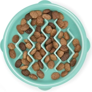 Outward Hound Puppy Slow Feeder Dog Bowl - Also suitable for Cats - Makes Meal Time Fun, Slows Down Eating, Promotes Healthy Digestion, Prevents Bloat | Slip Resistant and Durable, Size Small (Mint)