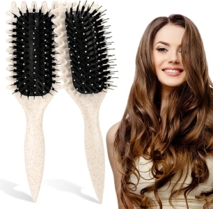 2pcs Curly Hair Brush, Hair Brush Detangler, Detangle Hair Brush Women Men, Curl Define Styling Brush for Detangling, Combing and Shaping, Curl Brush Hair Comb for All Hair Type (white)