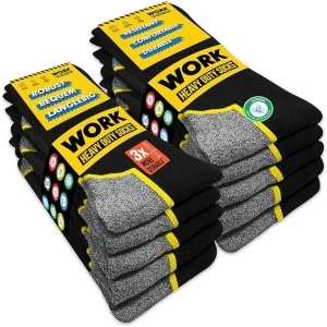 SOXCO WORK Socks for Men Crew Length Black Heavy Duty Socks 10 Pairs