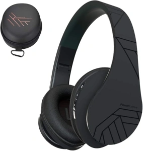 PowerLocus Bluetooth Over-Ear Headphones, Wireless Stereo Foldable Headphones Wireless and Wired Headsets with Built-in Mic, Micro SD/TF, FM for iPhone/Samsung/iPad/PC - Black