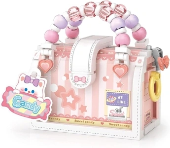 MEIEST Mini Sweet Handbag Building Blocks Set,Cute Animal Candy Handbag Collection Construction Building Bricks Toy (Pink-candy)