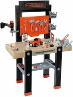 Smoby - Black and Decker Kids Centre Workbench, 92 piece Pretend play toy workbench with mechanical cordless screwdriver, car kit, tools, vice is suitable for children kids aged 3 yers and over