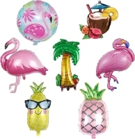 7 Pieces Hawaii Foil Balloons, Tropical Hawaiian Party Decorations Balloons, Flamingo Pineapple Coconut Tree Aluminum Balloons for Hawaiian Luau Aloha Summer Beach Pool Party Decorations