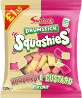 Swizzels Squashies Sweets - Rhubarb & Custard Flavour (Price Marked) Single Pack 120g