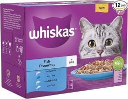 WHISKAS 7+ Cat Pouches Fish Favourites in Jelly 12 x 85 g