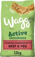 Wagg Active Goodness Complete Dry Adult Dog Food Beef & Veg 12kg - For All Active Working Dog Breeds