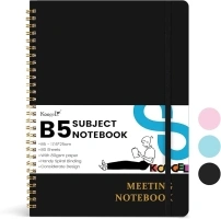 Koogel notizbuch notepad Meeting Notebook for Work, B5 Work Planner Notebook 17.5 x 25cm Hardcover Spiral Notebook Project Planner for Women Men Business Office Black