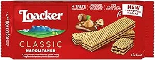 Loacker Napolitaner Wafers, Hazelnut,90 g (Pack of 1)