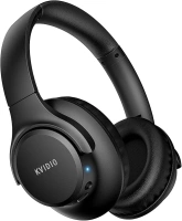 KVIDIO Bluetooth Headphones Over Ear, 65 Hours Playtime Wireless Headphones with Microphone, Foldable Lightweight Headset with Deep Bass,HiFi Stereo Sound for Travel Work PC Cellphone (Black)