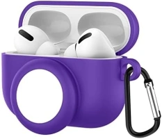 WUBAYI Airpods Pro and AirTag anti-lost device silicone protective cover, two-in-one design (Purple)