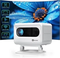 【Electric Focus & Keystone】Mini Projector, Himovies WiFi Bluetooth Portable Projector, 15000L Full HD 1080P Projector, Video Projector Compatible with iOS & Android Phone/USB/HDMI/TV Stick