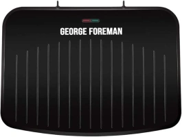 George Foreman Large Electric Fit Grill [Non stick, Healthy, Griddle, Toastie, Hot plate, Panini, BBQ, Energy saving, Vertical storage, Easy clean, Drip tray, Ready to cook light] Black, 2400W 25820