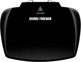 George Foreman Large Electric Grill [Non stick, Healthy, Griddle, Toastie, Hot plate, Panini, BBQ, Energy saving, Vertical storage, Easy clean, Drip tray, Ready to cook light] Black, 2400W 23440